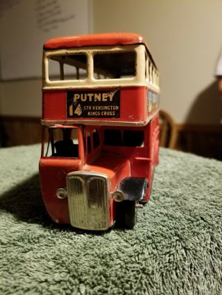 VTG Tri - Ang Minic Metal Double Decker Bus Made in England Penguin Tin Toy 8