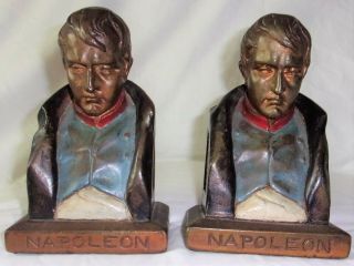 Estate Vintage/antique Rare Figural Napoleon Bookends Bronze ? Book Ends With &