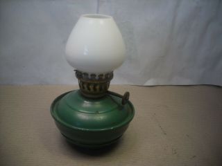Vintage Small Oil Lamp With Weighted Base,  And White Globe