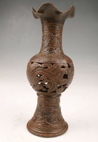 Unique Chinese Bronze Vase Relief Pattern Handicraft Home Decoration Collec Gift