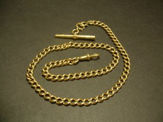 18k Solid Gold Chain For Pocket Watch 19 " Long W/ T - Bar 58.  1 Grams Hallmarked