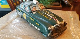 1950s MARX DICK TRACY TIN WIND - UP BATTERY OP POLICE DEPT.  SQUAD CAR NO.  1 2