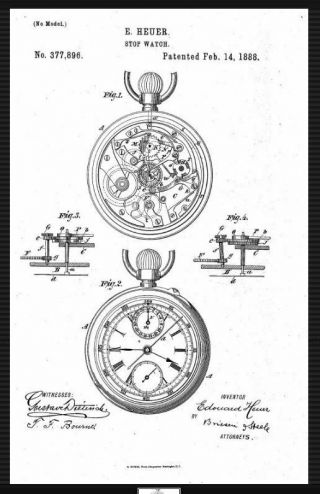 Antique Fancy Dial Single Button Chronograph Pocket Watch 1890 ' s Heuer? Runs NR 6