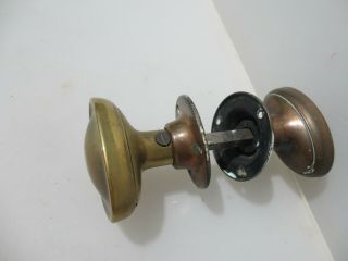 Vintage Brass Oval Door Knobs Handles Plates Old Art Deco Antique