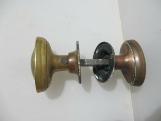 Vintage Brass Oval Door Knobs Handles Plates Old Art Deco Antique 4