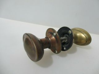 Vintage Brass Oval Door Knobs Handles Plates Old Art Deco Antique 6