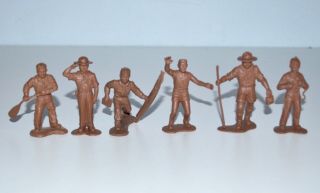 Rare Vintage 1950s Marx 60mm Boy Scout Brown Plastic Playset Figures