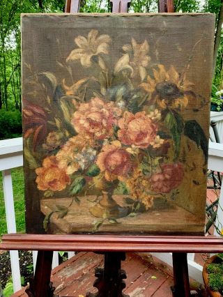 Antique Oil Painting “floral” Still Life Big