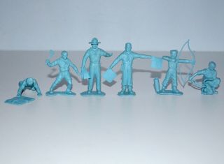 Rare Vintage 1950s Marx 60mm Boy Scout Blue Plastic Playset Figures