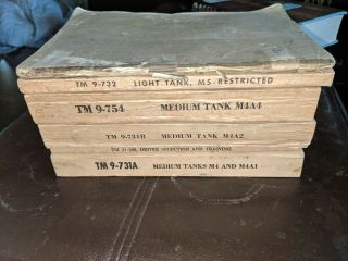 Assorted Ww2 World War 2 Tank Manuals Vintage.  M5 M4a4 M4a2 M4 M4a1 And More