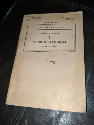 Assorted WW2 World War 2 Tank Manuals Vintage.  M5 M4A4 M4A2 M4 M4A1 and more 4
