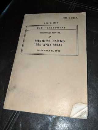 Assorted WW2 World War 2 Tank Manuals Vintage.  M5 M4A4 M4A2 M4 M4A1 and more 7