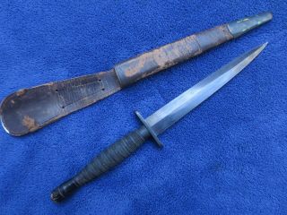 Rare Ww2 British Fairbairn Sykes Fighting Knife Commando Dagger & Sheath