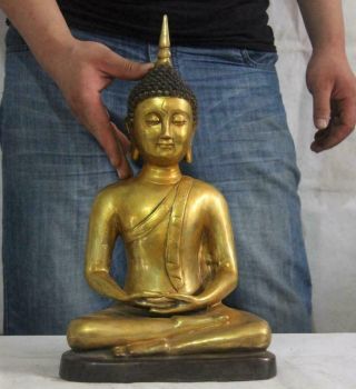 Thailand Buddhism Classic Bronze Copper Gild Tathagata Sakyamuni Buddha Statue
