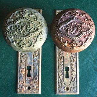 Antique Eastlake Victorian Door Knobs And Plates Set