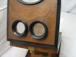 Antique Stereographoscope Stereocard Viewer Wood Burl Stereoview Card 2