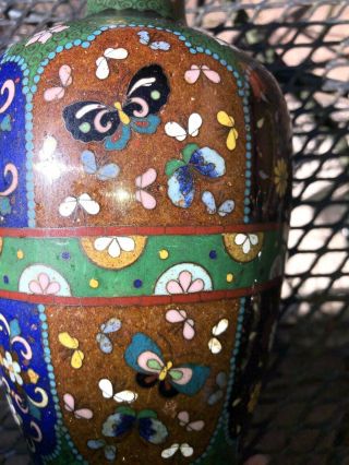 Antique Large 11” Japanese Cloisonné Vase 7