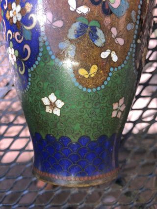 Antique Large 11” Japanese Cloisonné Vase 8