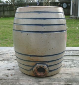 Antique Primitive Cobalt Blue Decorated Stoneware Crock/water Cooler - Small Size