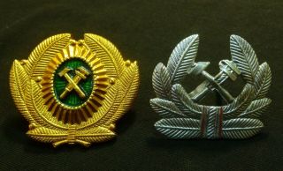 2 Old Russian Soviet Railroad Railways Officer Uniform Cockade Hat Badge Ussr