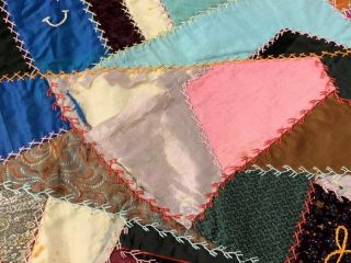 Antique Dated 1907 Crazy Signature QUILT Top Many Names Genealogical RESEARCH 7