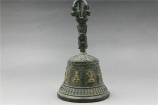 Tibet Buddhism Bronze Gilded Handwork Buddha Statues Instrument Hand Bell