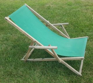 Canvas Wooden Folding Beach/camping Chair Vintage