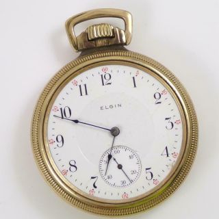 Vtg Antique 16s 17j 1911 Model 7 Gold Filled Open Face Elgin Pocket Watch Qyd2