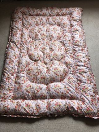 Vintage Feather Single Bed Quilt Eiderdown Floral Paisley Retro Vw Van