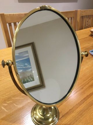Vintage Victorian Style Brass Pedestal Base Shaving/make Up Mirror.
