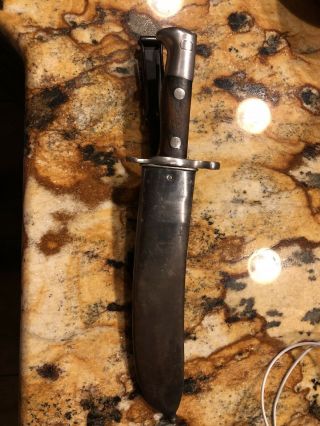 Us Krag Bowie Bayonet Fighting Knife With Scabbard Dated 1900 Marked Us
