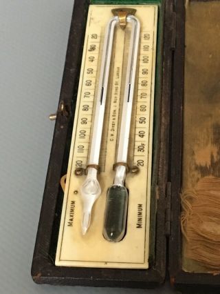 Antique C.  W.  Dixey & Son Travelling Thermometer In Case Nr