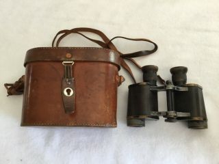 Antique Carl Zeiss Fussartillerie Df 8x Binoculars Case W/ Compass