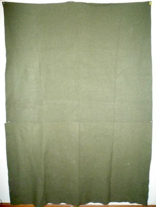 Vintage Us Military Army Olive Green 89 " X 54 " Wool / Blend Bed Blanket (d)