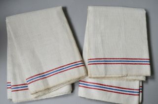 Long Vintage Linen / Cotton Tea Hand Roller Stripe Towel Towels