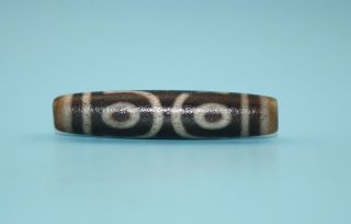 52 11 Mm Antique Dzi Agate Old 3 Eyes Bead From Tibet