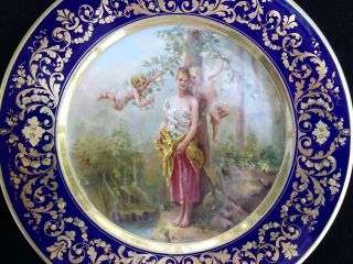 Exquisite Antique Royal Vienna " Goddess Of Angels " Hand - Painted Cabinet Plate