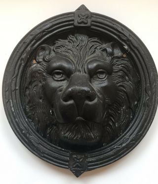 Lrge Vintage - Antique Metal Lion Head Door Knocker - Three Dimensional