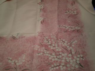 California Hand Prints Vintage Tablecloth Pink Lily Of The Valley Vat Dyed