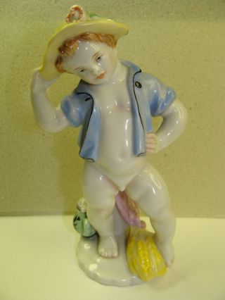 Rare Augarten Wien Signed Michael Powolny Porcelain Nude Putto Figurine 1920 