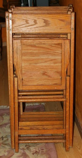 Vintage Snyder Antique Wood Oak Folding Chairs Usa Made Adult Size
