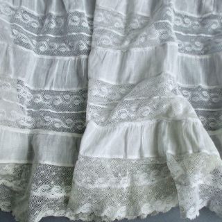 Antique Edwardian French Lace Petticoat Flounce 52 " X 11.  5 " Wide Normandy Lace