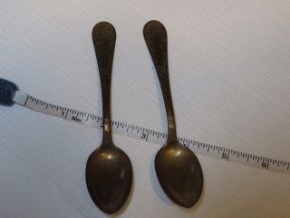 Nevada Gold Metal 2 Spoons Spoon Collectible Vintage Antique 5 1/4 In Scrolling