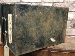 VINTAGE BLACK METAL DEED BOX 7