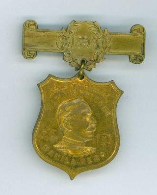 Vintage 1899 Admiral George Dewey Spanish American War Pinback Badge Manila Hero
