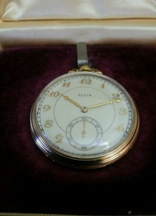 1938 ELGIN 15 Jewel Open face Pocket Watch Grade 315 10K Rolled Gold Plated 5