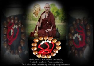 Kruba Boonchum Set Of Holy Bracelet Powerful Real Auburn Popular Thai Amulet