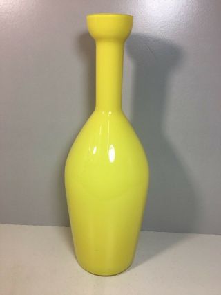 Yellow Cased Glass Vase 12 " Mid Century Modern Bright Yellow Bud Vase