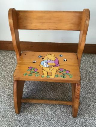 Vintage,  Wooden “winnie The Pooh” Toddler,  Folding Chair