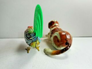 2 Tin Windup Toys Kohler Rooster Flip Over Dog With Ball US Zone Germany 4